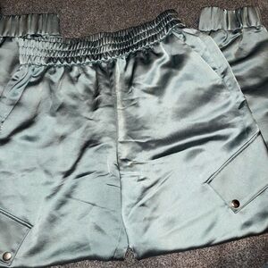 Express Satin Joggers in Light Green